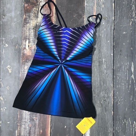 NWT Profile Sport by Gottex Strappy Back Tankini Swim Top Size 6 - Picture 3 of 4